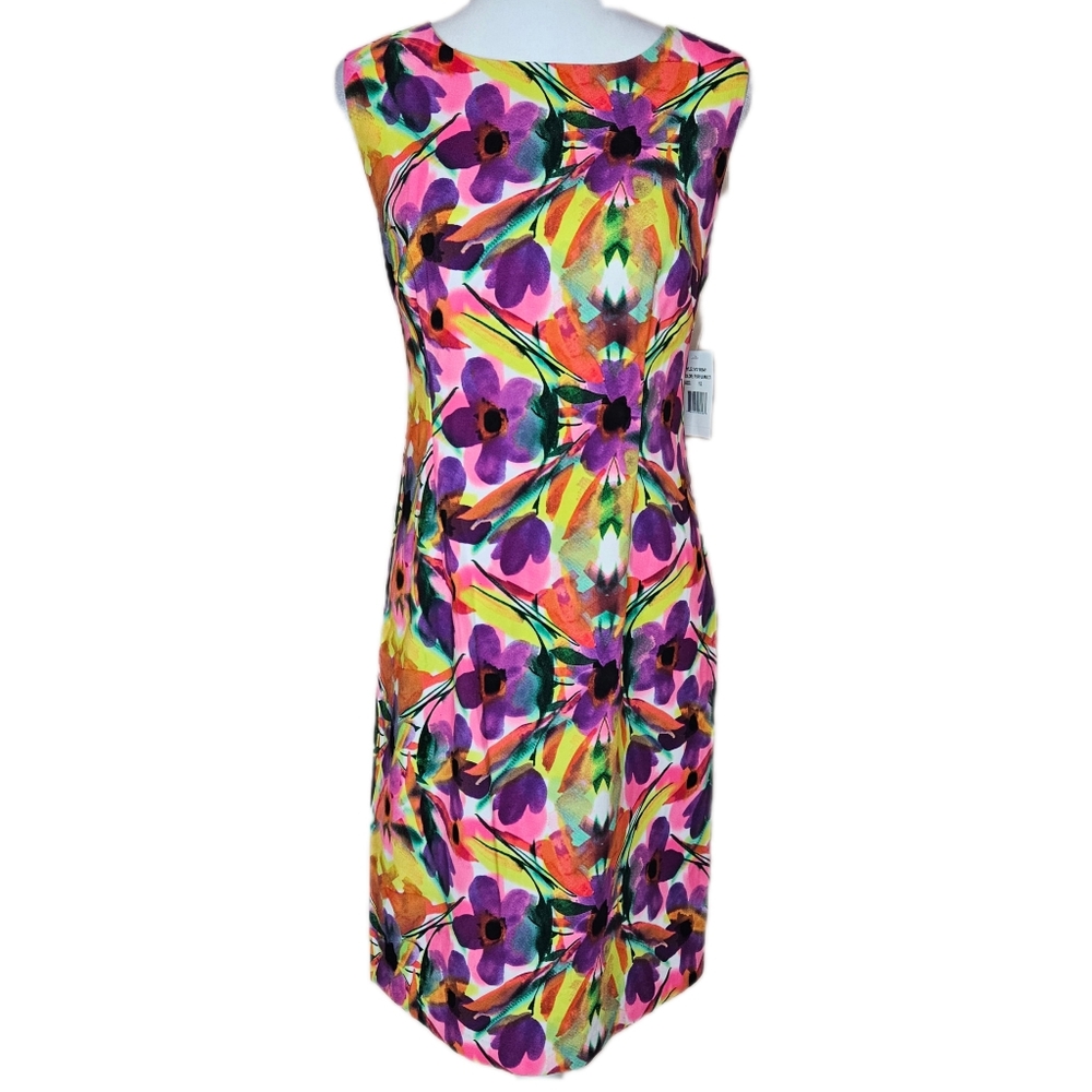 Ronni Nicole Floral Sheath Dress Women’s 12 Bold Colorful Artsy Summer Dress